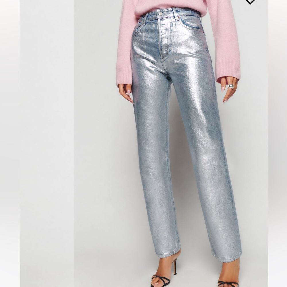 Reformation Silver Straight Leg Jeans - Picture 2 of 15